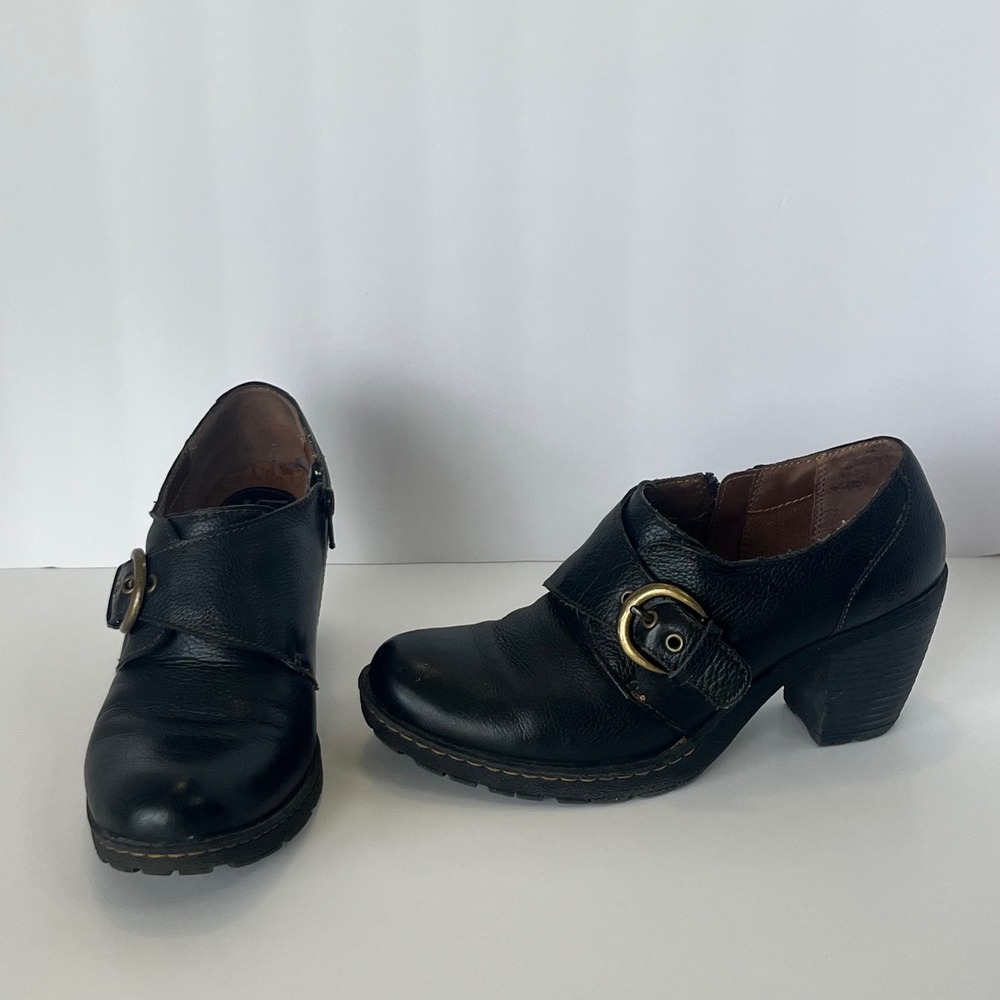 b.o.c. Born Concept Black Leather Monk Strap Ankle Booties C03703 Womens 7